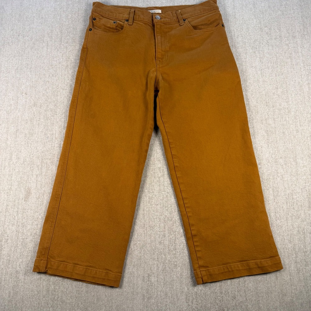 Lucky Brand Crop Wide Leg Pants Women 12/31 Brown Mid Rise Denim